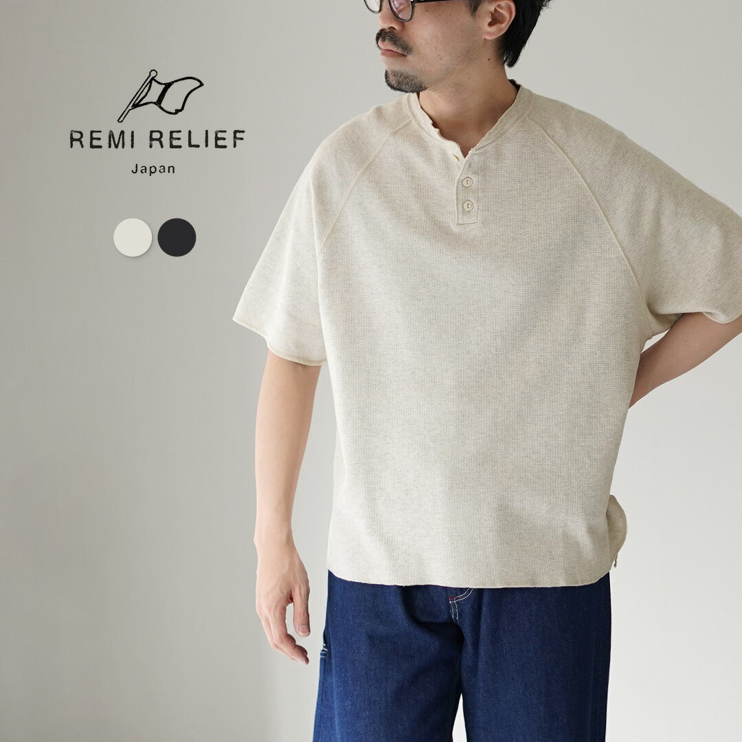 REMI RELIEF / Double Tuck Henry Neck Short Sleeve T-Shirt