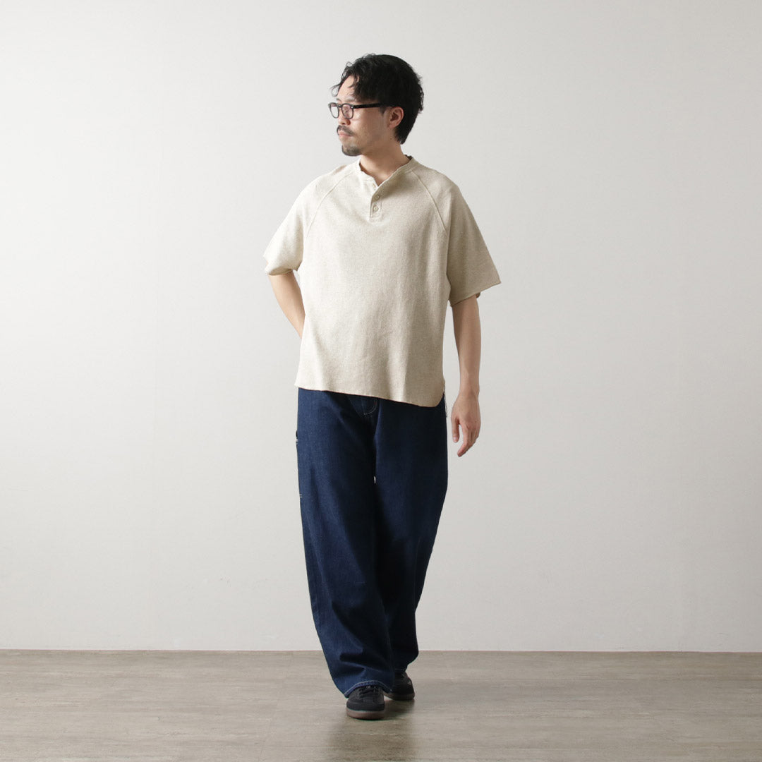 REMI RELIEF / Double Tuck Henry Neck Short Sleeve T-Shirt