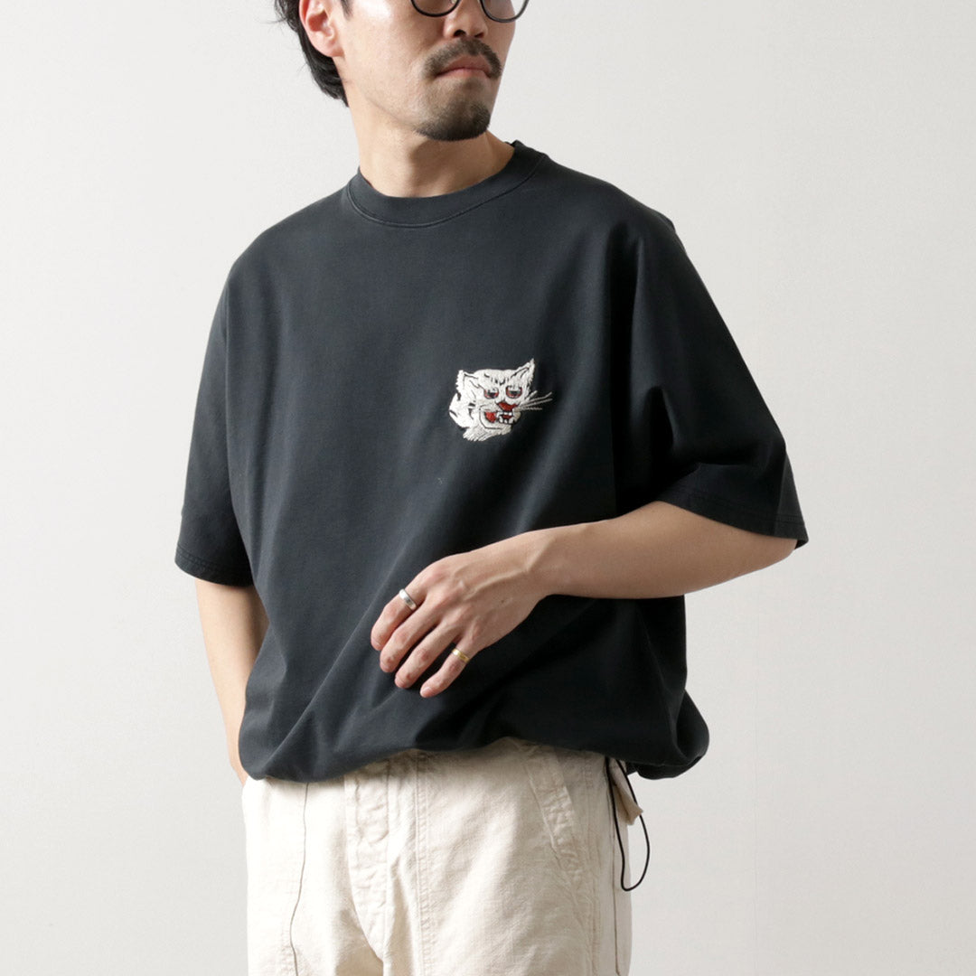 REMI RELIEF / SP processed Shelly Piled Short Sleeve Crew T-Shirt (Tiger)