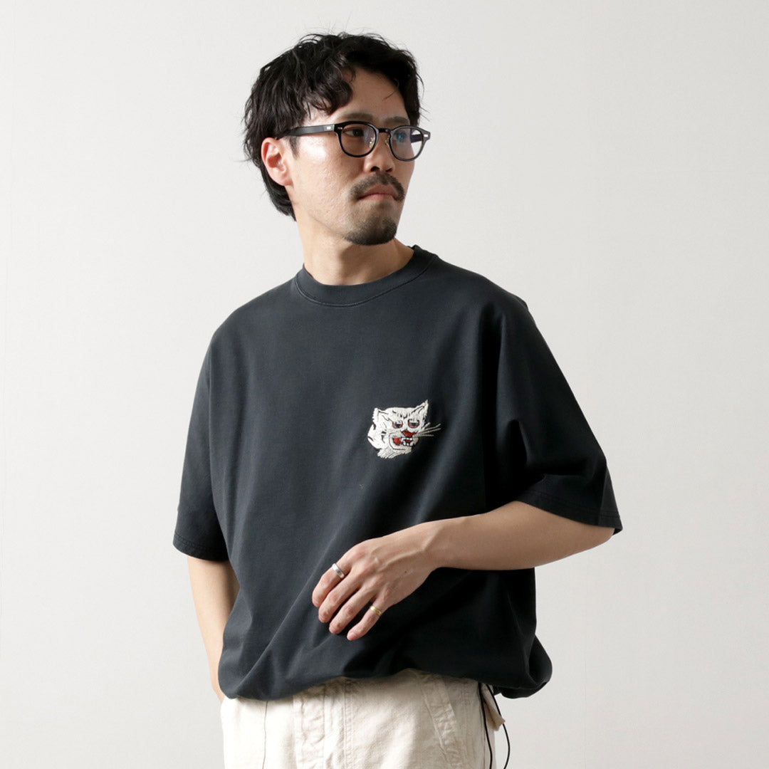REMI RELIEF / SP processed Shelly Piled Short Sleeve Crew T-Shirt (Tiger)