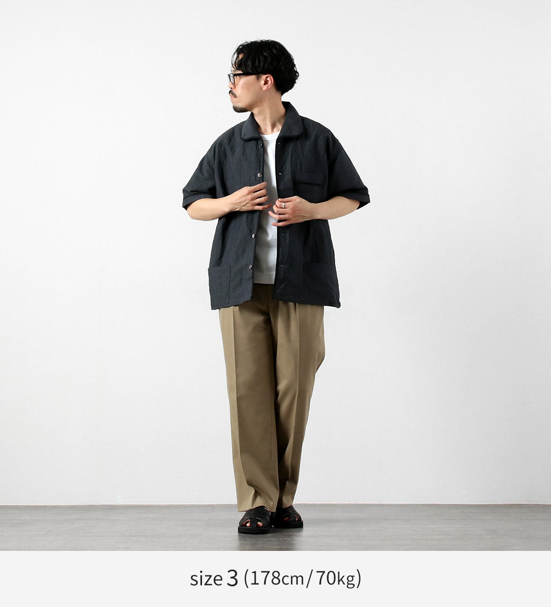 FUJITO / 린넨 울 트로피컬 파자마 셔츠
