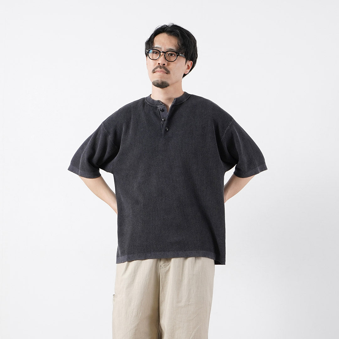 HEALTHKNIT / Henley Neck Short Sleeve Knit T-Shirt 2026 Model