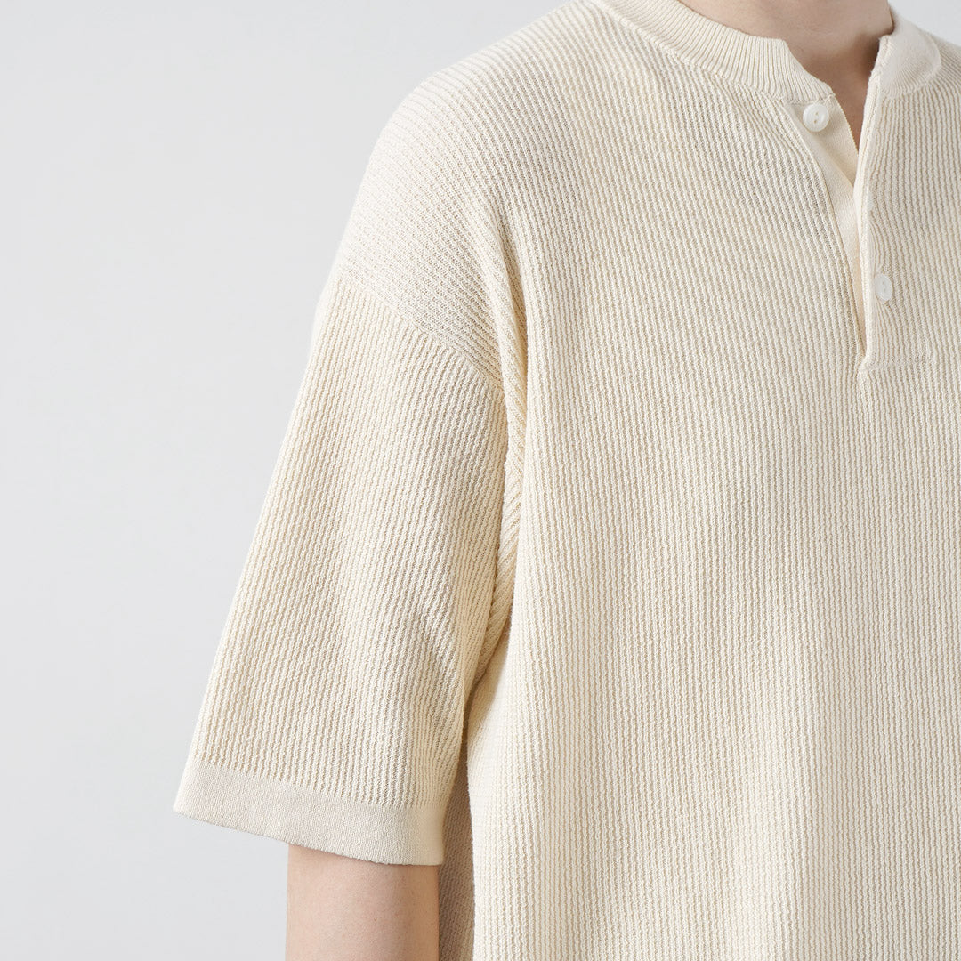 HEALTHKNIT / Henley Neck Short Sleeve Knit T-Shirt 2026 Model