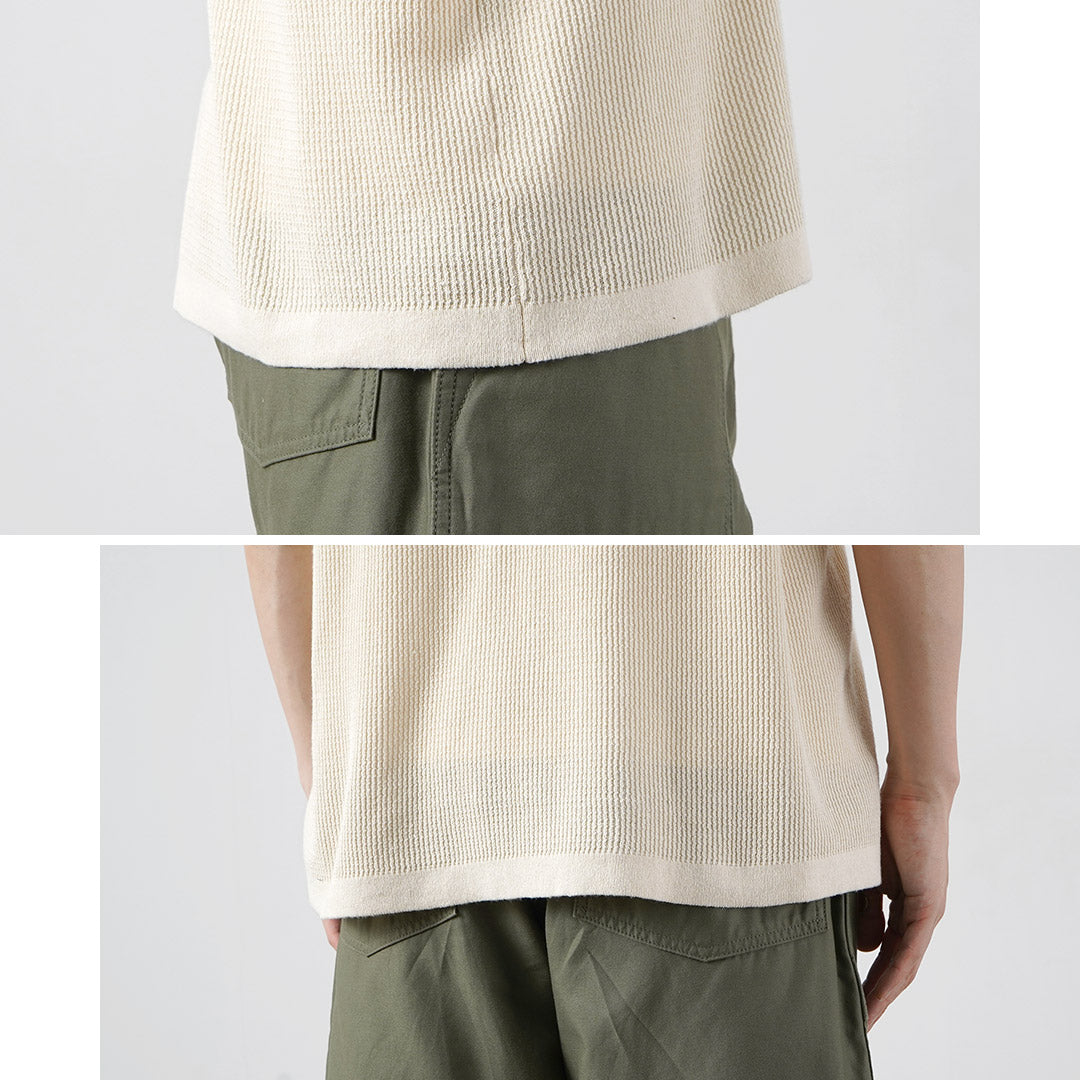 HEALTHKNIT / Henley Neck Short Sleeve Knit T-Shirt 2026 Model