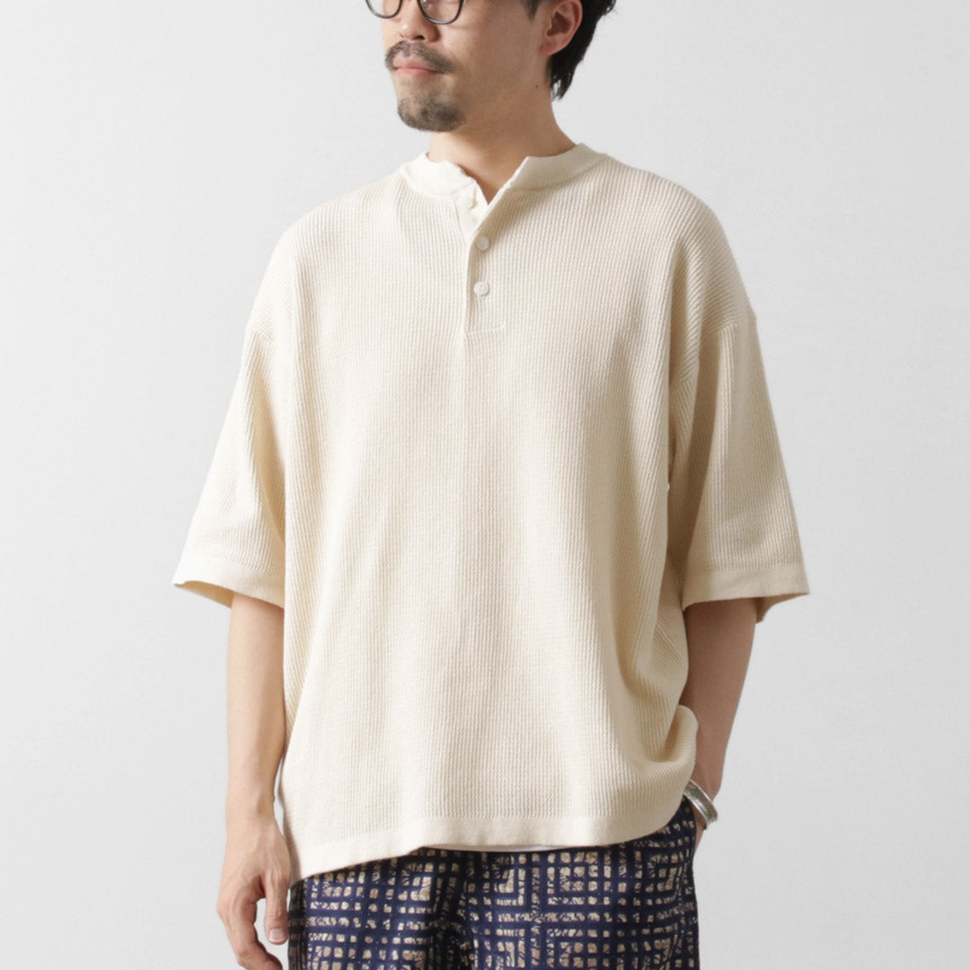 HEALTHKNIT / Henry Neck Short Sleeve Knit T-Shirt