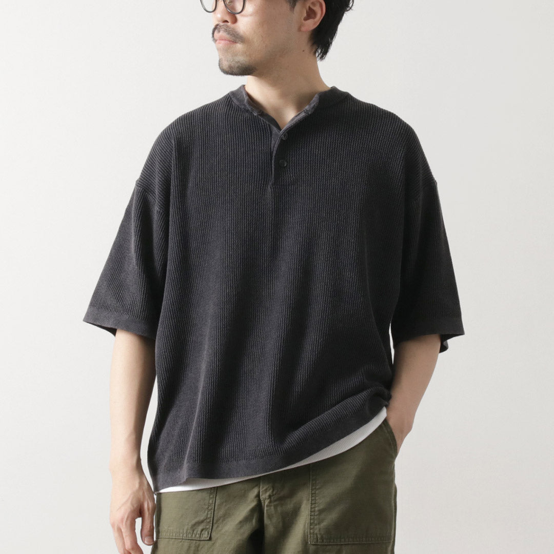 HEALTHKNIT / Henry Neck Short Sleeve Knit T-Shirt