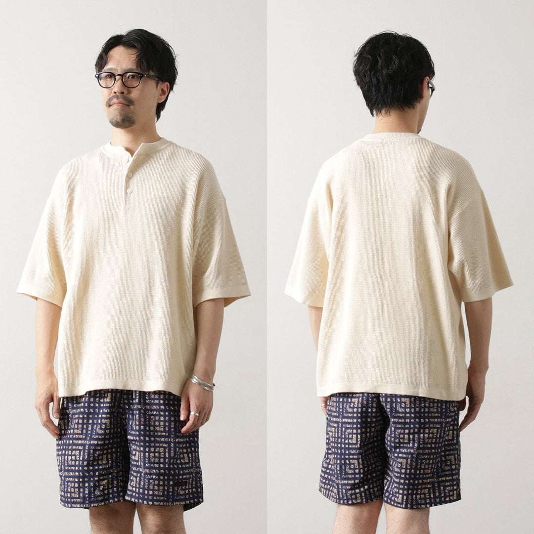 HEALTHKNIT / Henry Neck Short Sleeve Knit T-Shirt