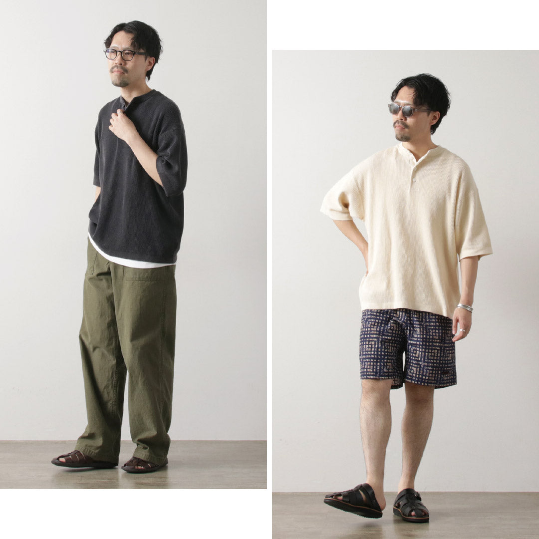 HEALTHKNIT / Henry Neck Short Sleeve Knit T-Shirt