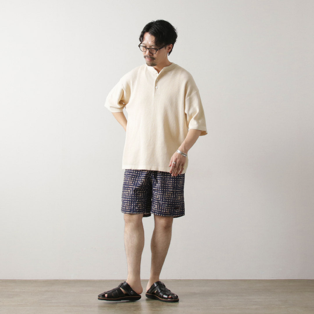 HEALTHKNIT / Henry Neck Short Sleeve Knit T-Shirt