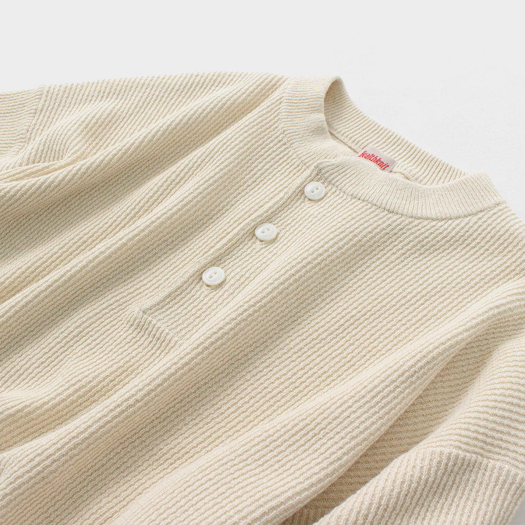 HEALTHKNIT / Henry Neck Short Sleeve Knit T-Shirt