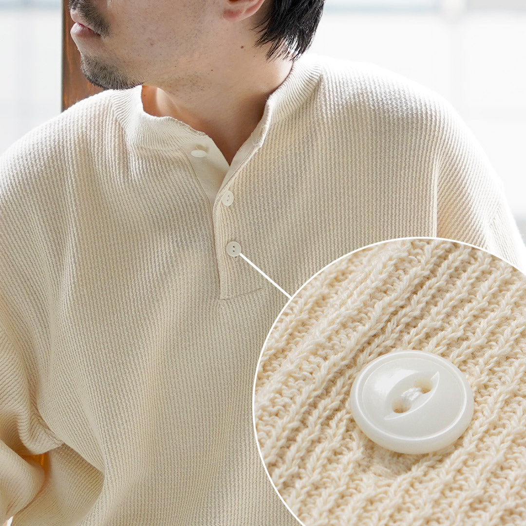 HEALTHKNIT / Henry Neck Short Sleeve Knit T-Shirt