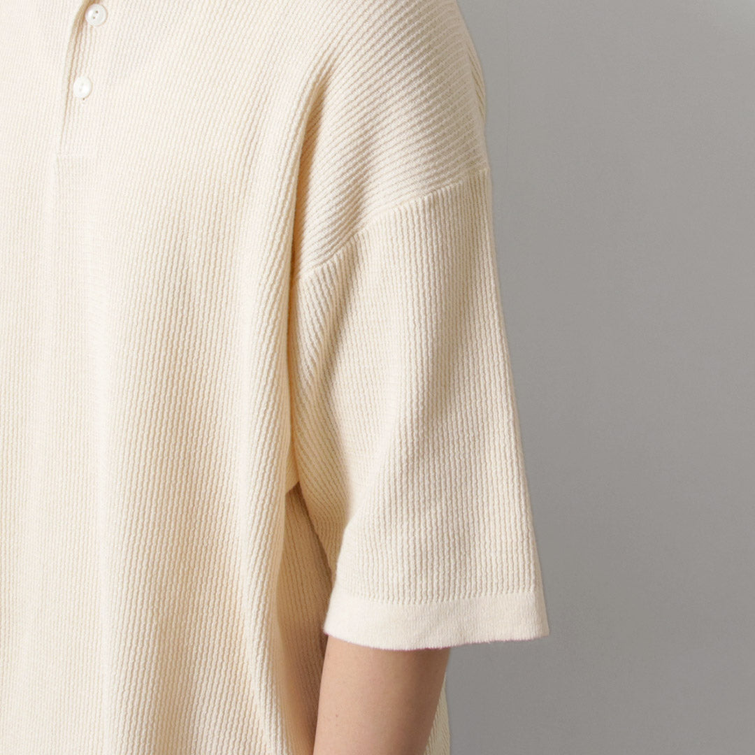 HEALTHKNIT / Henry Neck Short Sleeve Knit T-Shirt