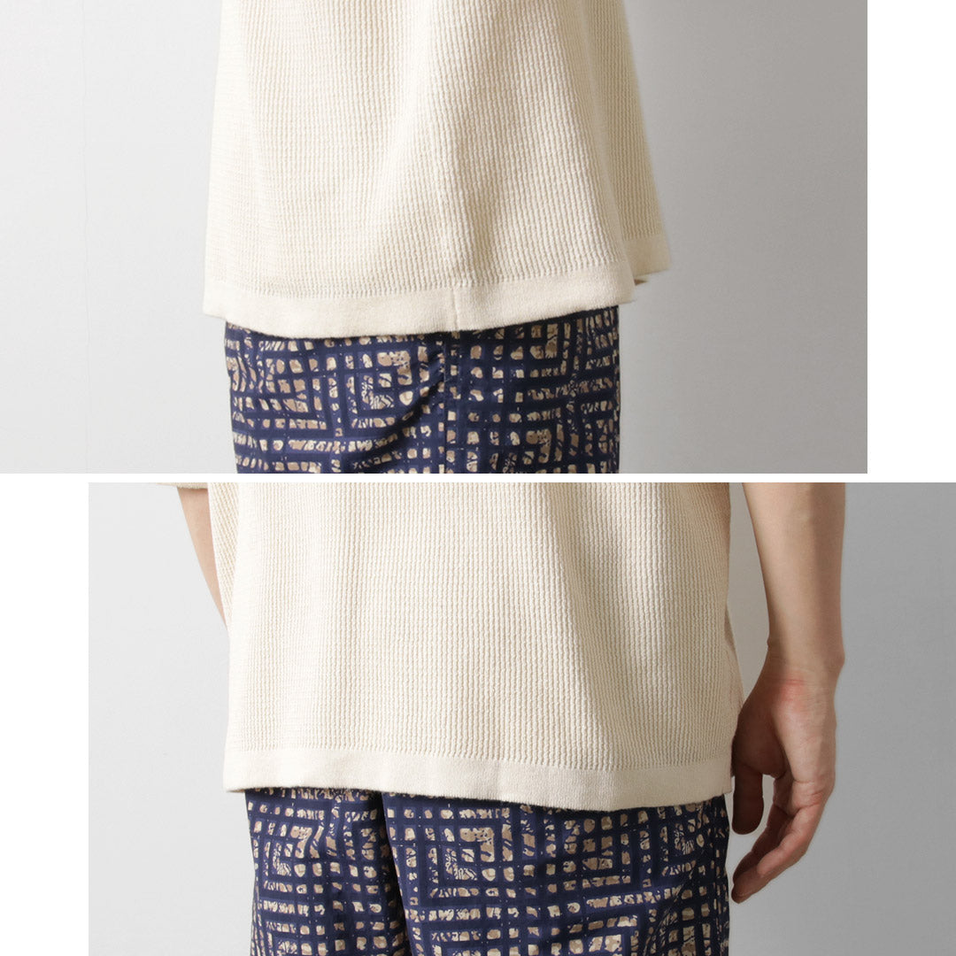 HEALTHKNIT / Henry Neck Short Sleeve Knit T-Shirt