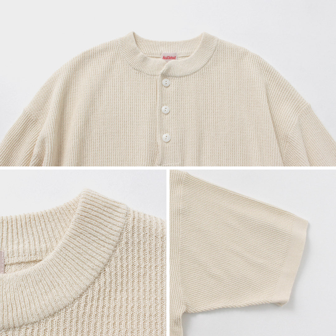 HEALTHKNIT / Henry Neck Short Sleeve Knit T-Shirt