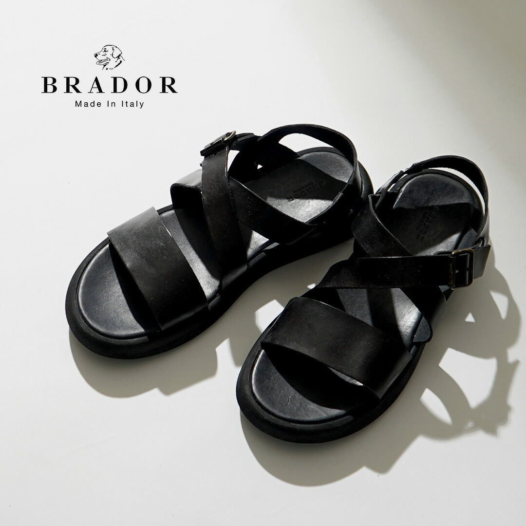 BRADOR / Men's Cross Strap Leather Sandals