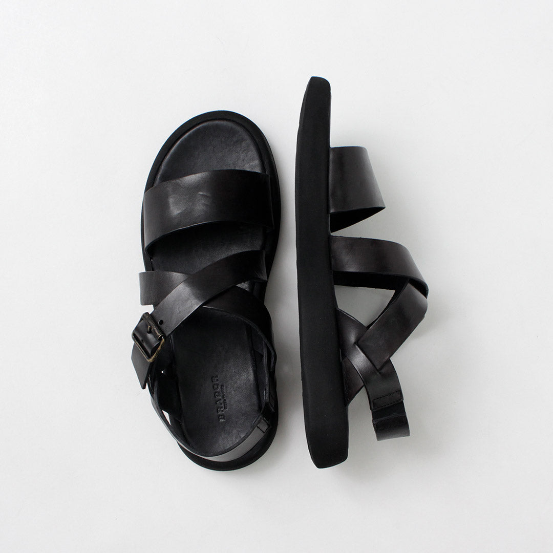 BRADOR / Men's Cross Strap Leather Sandals
