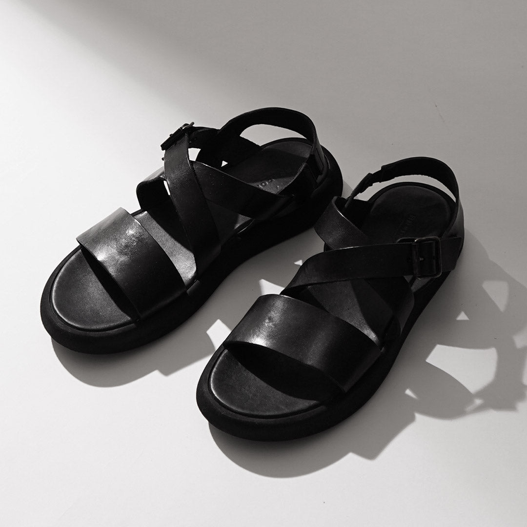 BRADOR / Men's Cross Strap Leather Sandals