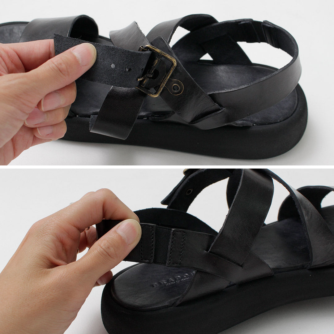 BRADOR / Men's Cross Strap Leather Sandals