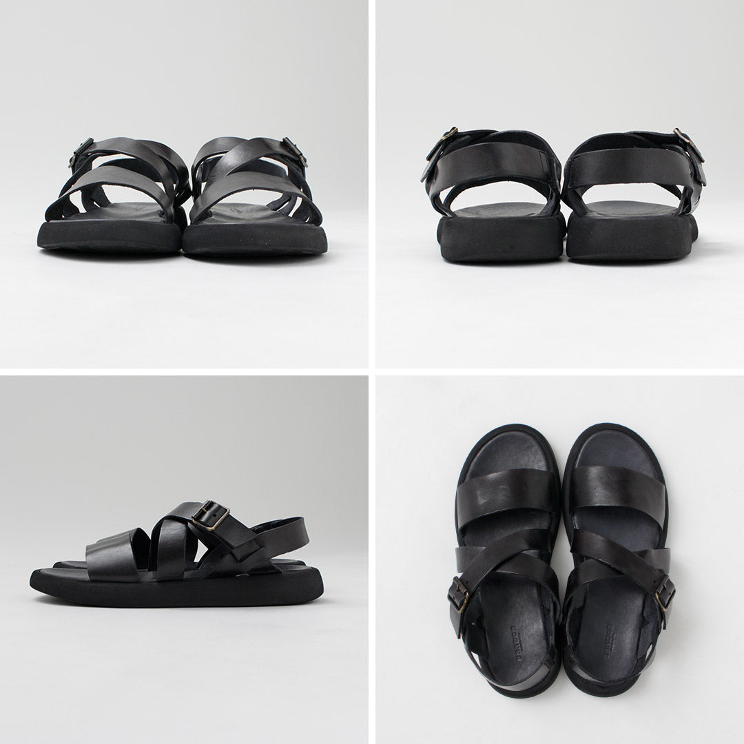 BRADOR / Men's Cross Strap Leather Sandals