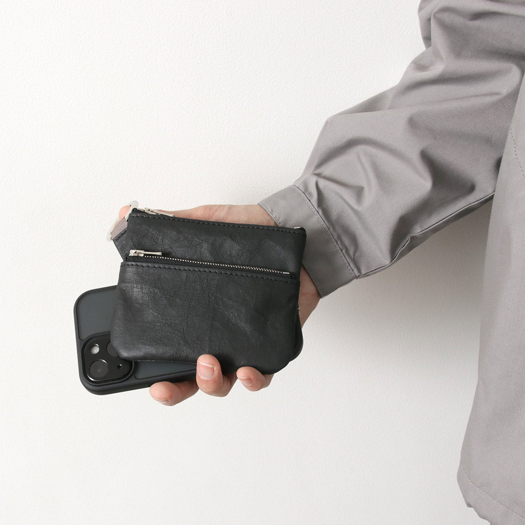 SENTI / Dyneema Leather Double Zipper Pouch
