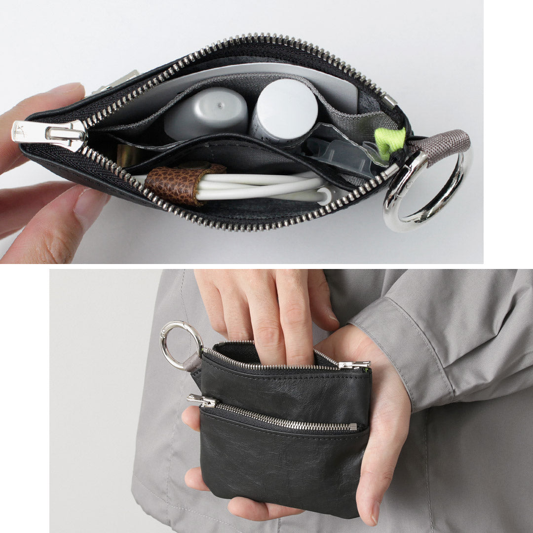SENTI / Dyneema Leather Double Zipper Pouch
