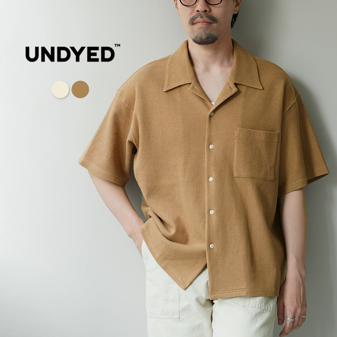 UNDYED / Non-dyed Organic Cotton Waffle Short Sleeve Shirt