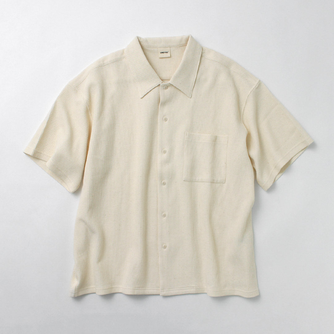 UNDYED / Non-dyed Organic Cotton Waffle Short Sleeve Shirt
