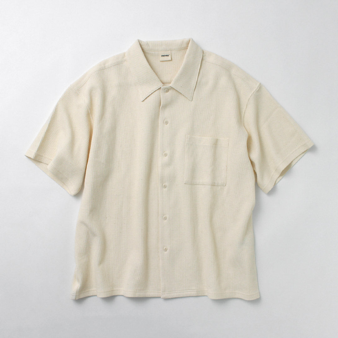 UNDYED / Non-dyed Organic Cotton Waffle Short Sleeve Shirt