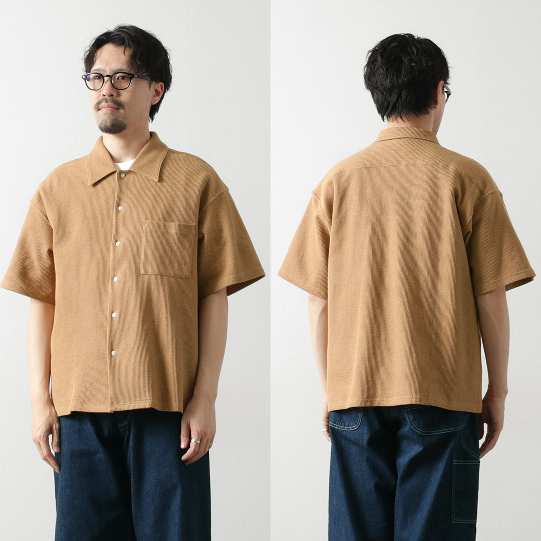 UNDYED / Non-dyed Organic Cotton Waffle Short Sleeve Shirt