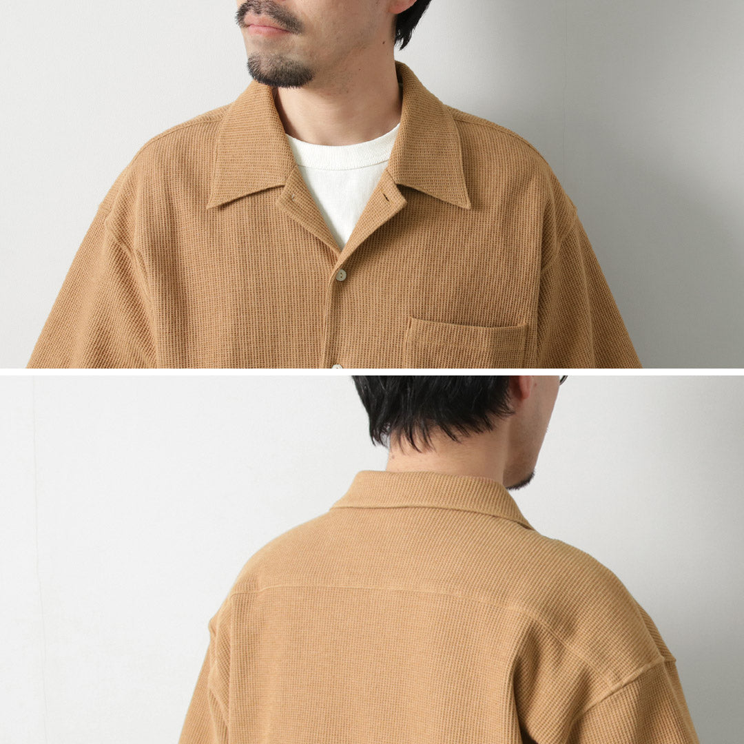UNDYED / Non-dyed Organic Cotton Waffle Short Sleeve Shirt