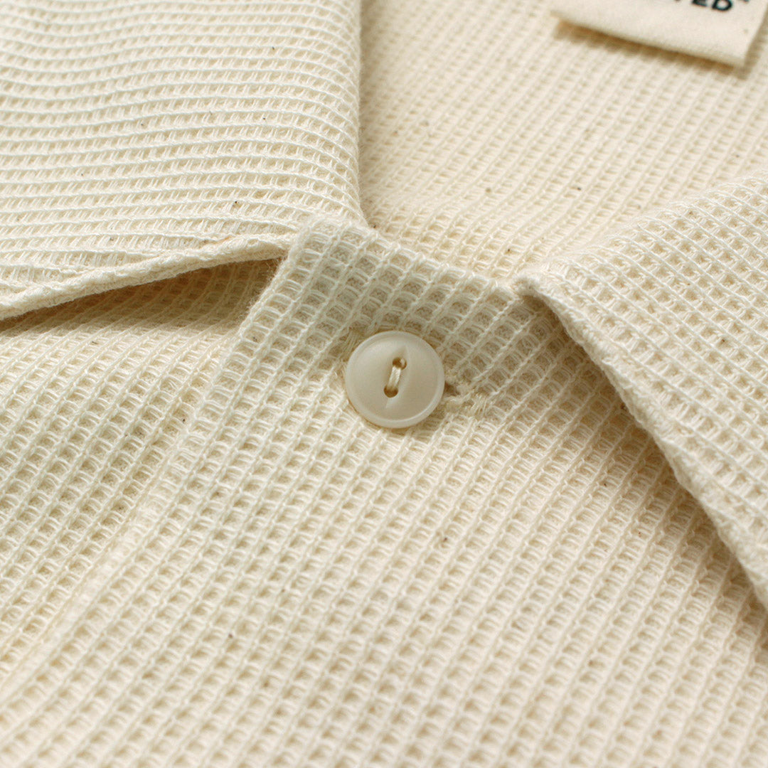 UNDYED / Non-dyed Organic Cotton Waffle Short Sleeve Shirt