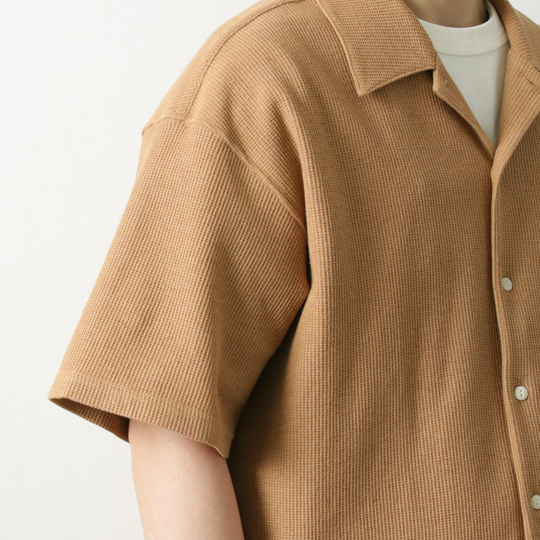 UNDYED / Non-dyed Organic Cotton Waffle Short Sleeve Shirt