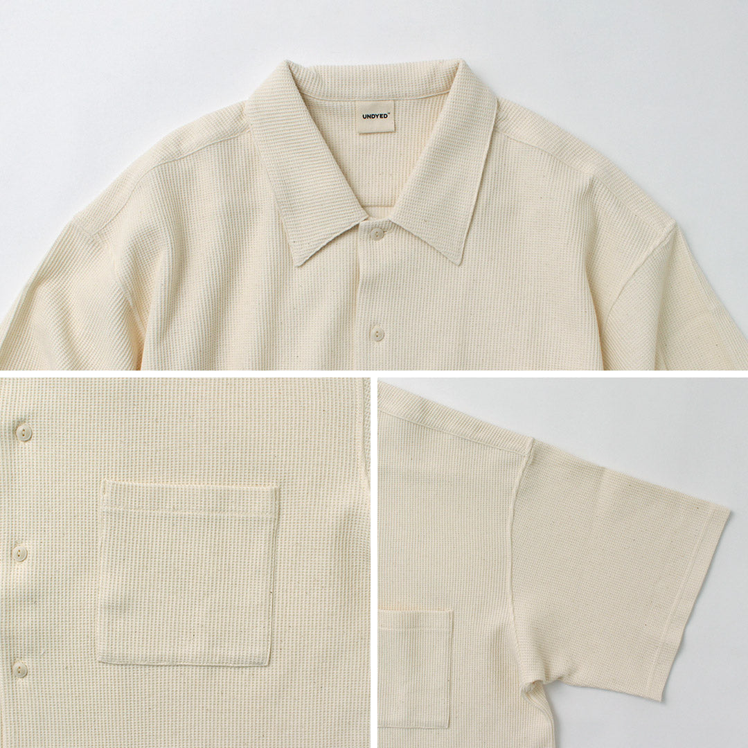 UNDYED / Non-dyed Organic Cotton Waffle Short Sleeve Shirt