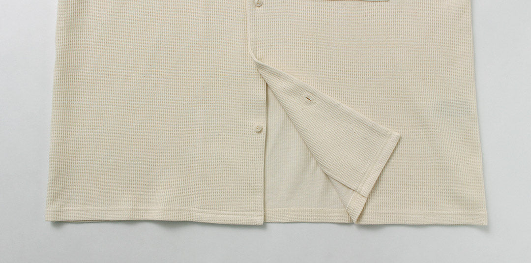 UNDYED / Non-dyed Organic Cotton Waffle Short Sleeve Shirt