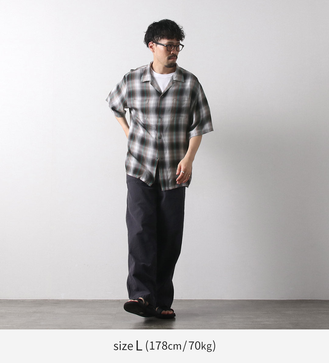 TOWNCRAFT / 60s Ombre Rayon Loop Collar Shirt