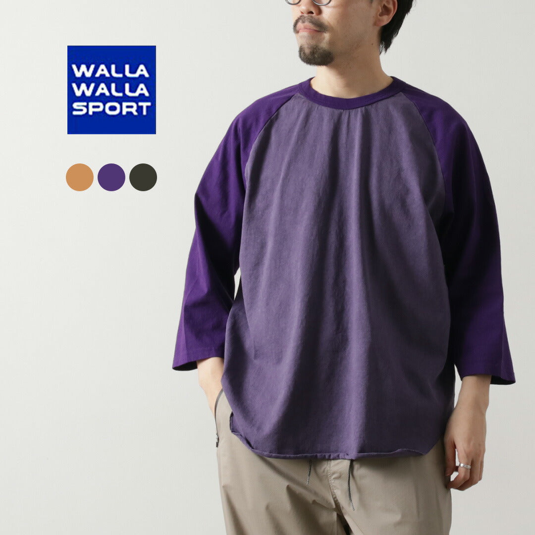 WALLA WALLA SPORT / Pigment Dye 2 Tone Baseball T-Shirt