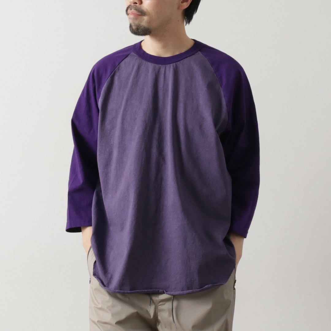 WALLA WALLA SPORT / Pigment Dye 2 Tone Baseball T-Shirt