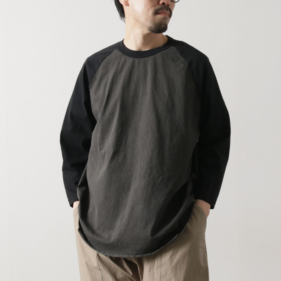 WALLA WALLA SPORT / Pigment Dye 2 Tone Baseball T-Shirt