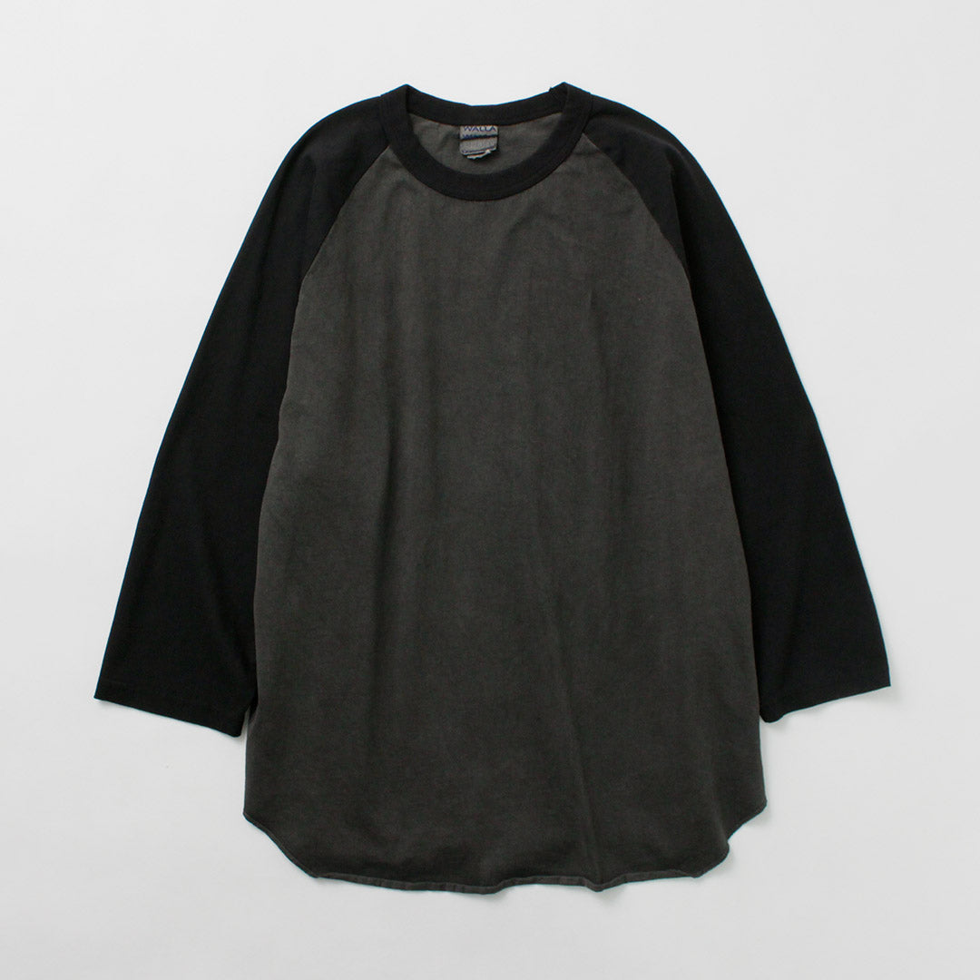 WALLA WALLA SPORT / Pigment Dye 2 Tone Baseball T-Shirt