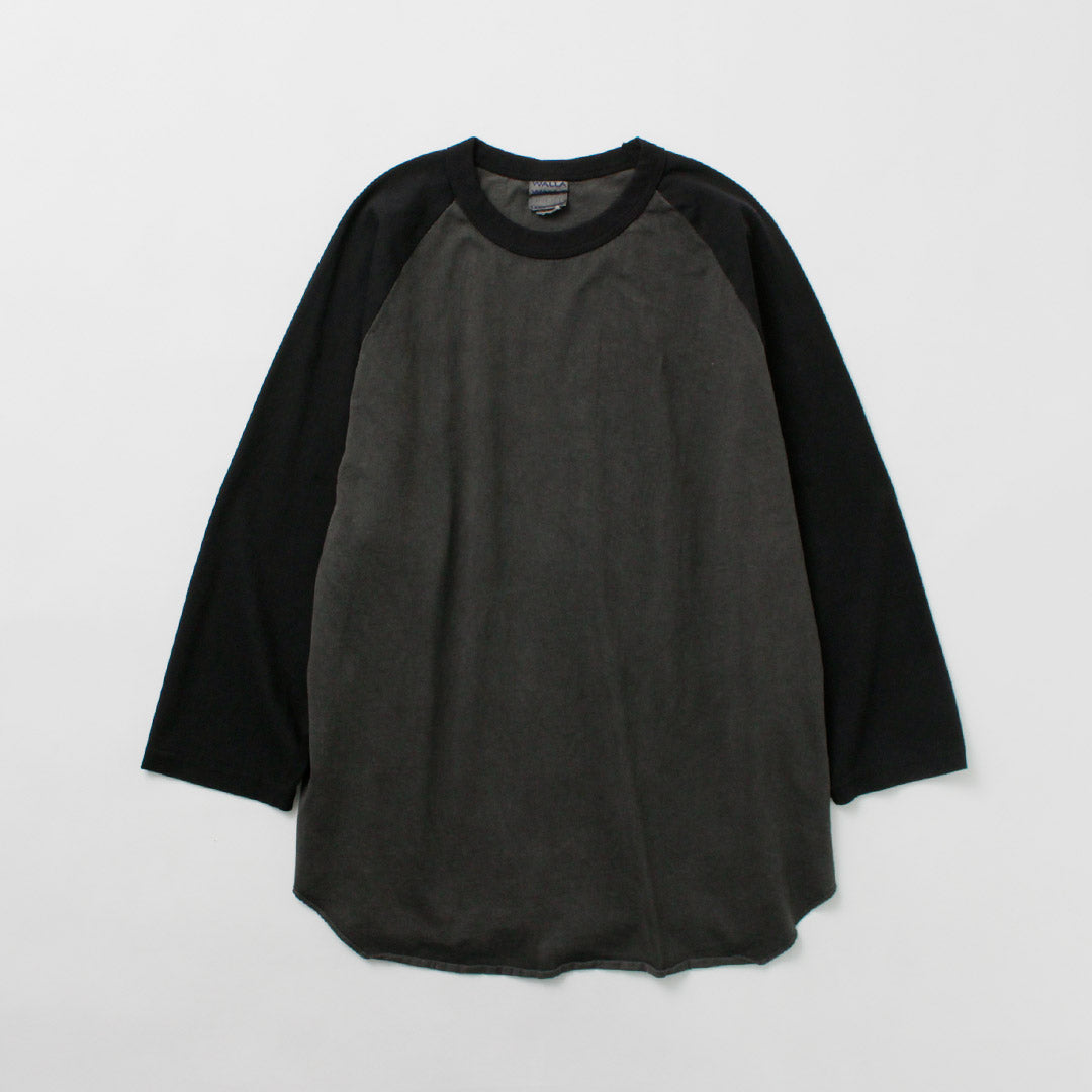 WALLA WALLA SPORT / Pigment Dye 2 Tone Baseball T-Shirt