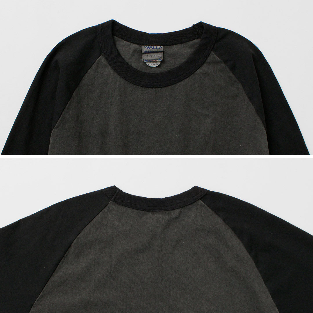 WALLA WALLA SPORT / Pigment Dye 2 Tone Baseball T-Shirt