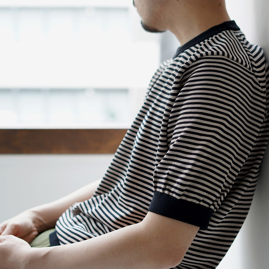 RINASCENTE / Hybrid Striped Knit T-Shirt