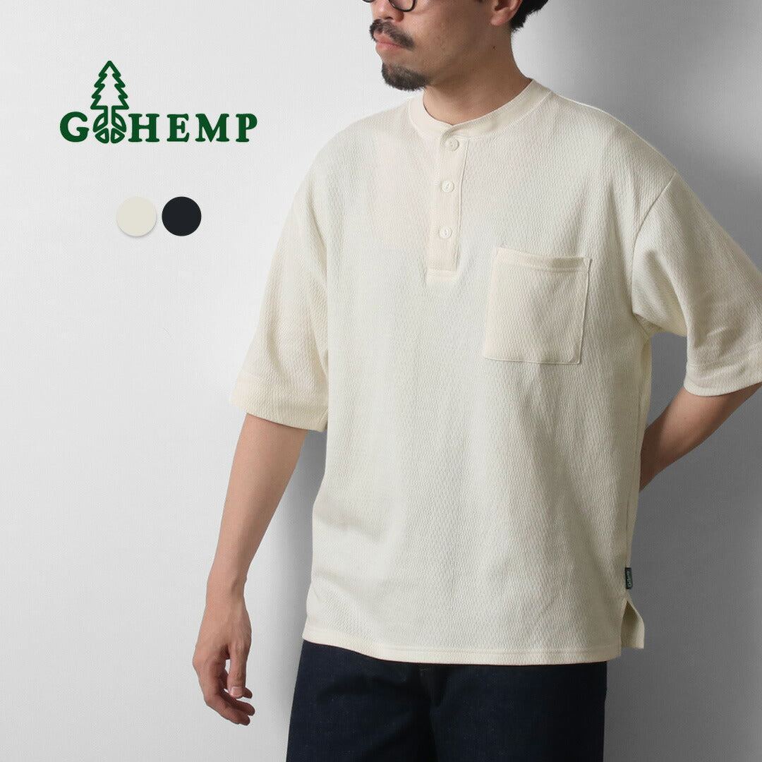 GOHEMP / Multi-Rib Henley Neck Pocket T-Shirt