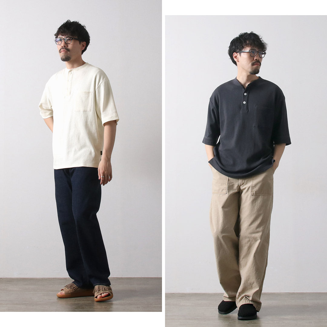 GOHEMP / Multi-Rib Henley Neck Pocket T-Shirt