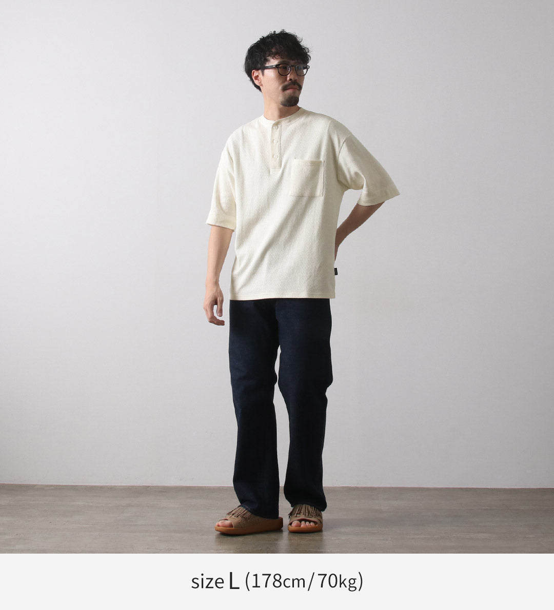 GOHEMP / Multi-Rib Henley Neck Pocket T-Shirt