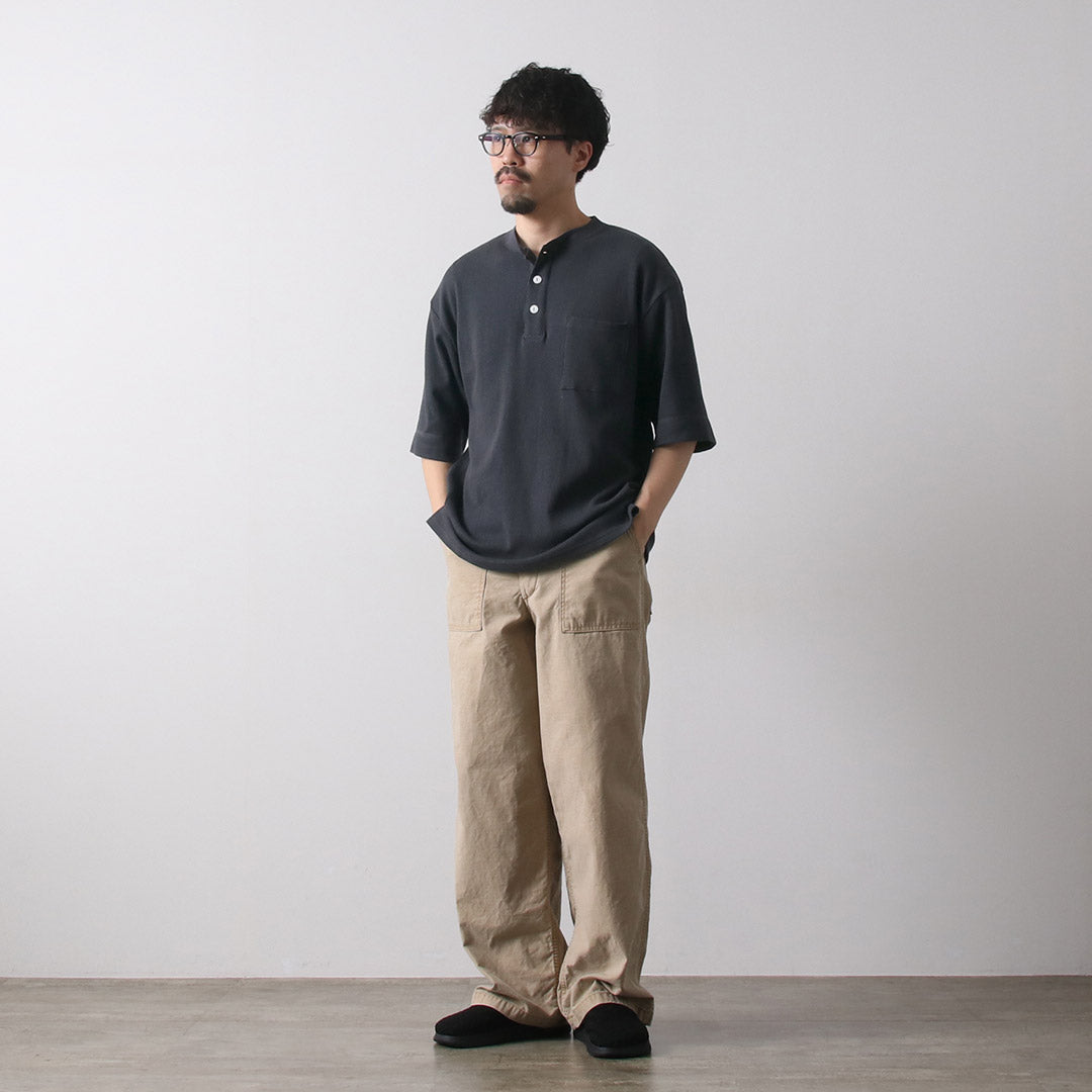 GOHEMP / Multi-Rib Henley Neck Pocket T-Shirt