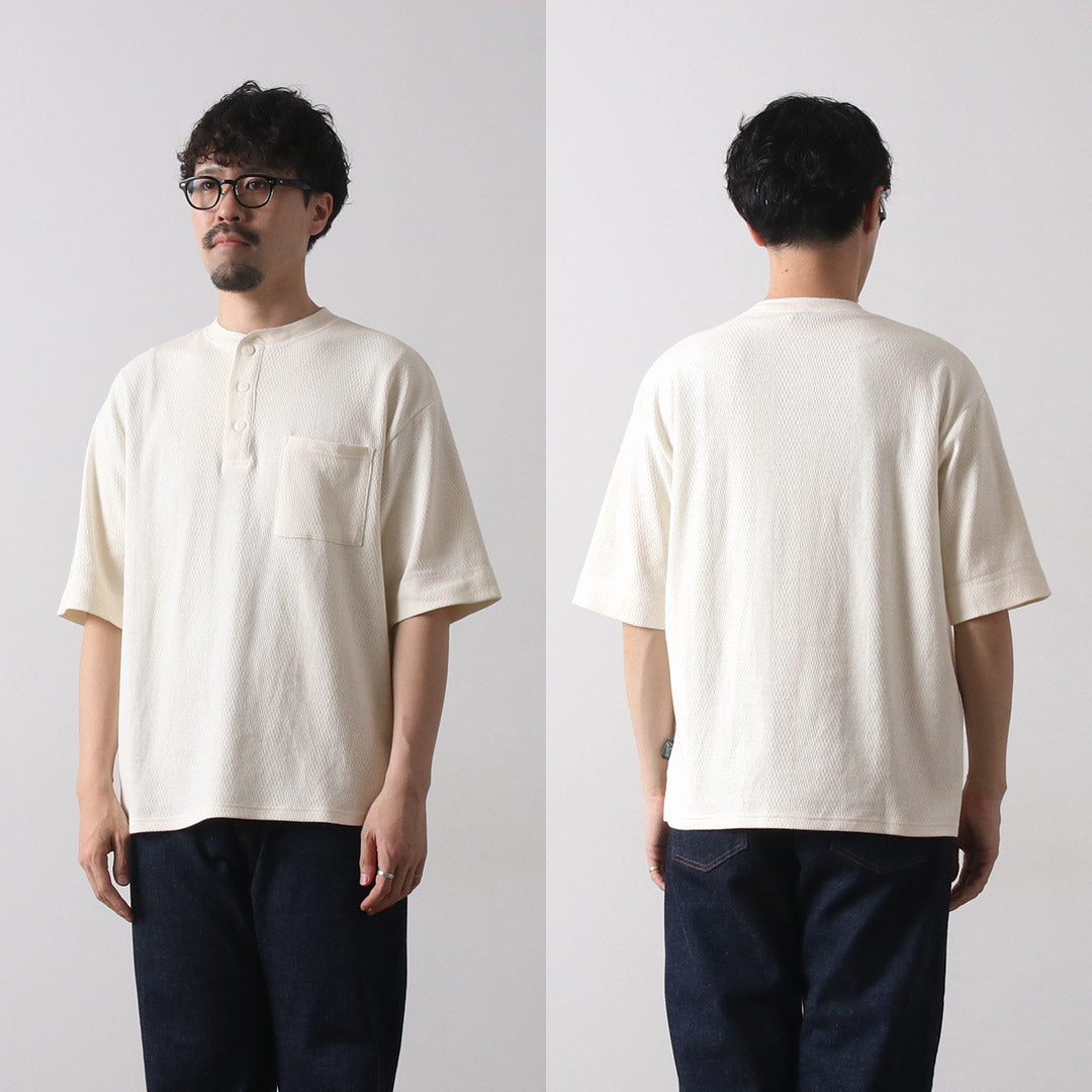 GOHEMP / Multi-Rib Henley Neck Pocket T-Shirt