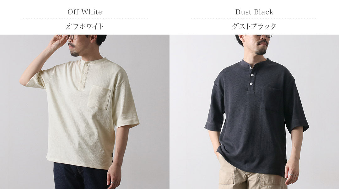 GOHEMP / Multi-Rib Henley Neck Pocket T-Shirt