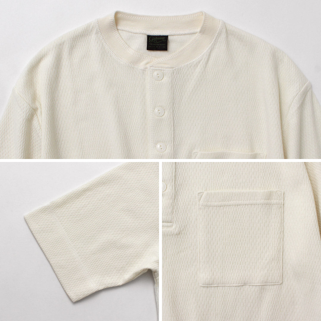 GOHEMP / Multi-Rib Henley Neck Pocket T-Shirt