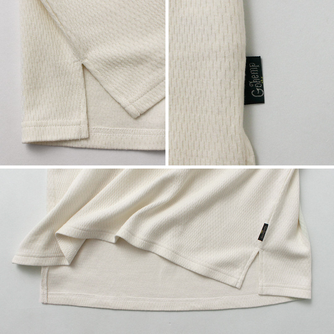 GOHEMP / Multi-Rib Henley Neck Pocket T-Shirt